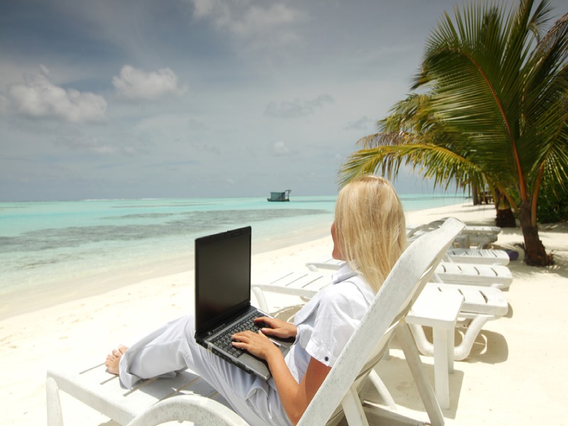 business woman on the beach